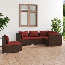 vidaXL Set mobilier de grădină cu perne, 5 piese, maro, poliratan (3102315) - vidaxl