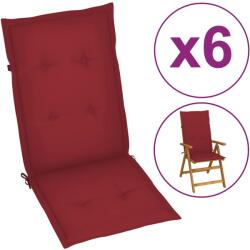 vidaXL Perne scaun cu spătar înalt, 6 buc. , roșu, 120x50x3 cm, textil (314115)