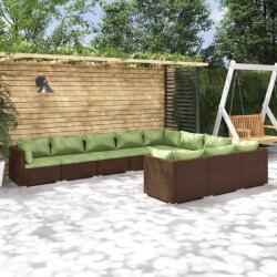 vidaXL Set mobilier de grădină cu perne, 10 piese, maro, poliratan (3102780)