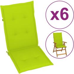 vidaXL Perne scaun cu spătar înalt, 6 buc. , verde, 120x50x3 cm, textil (314121)