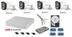 Hikvision Sistem supraveghere Hikvision 4 camere 5MP Ultra HD Color VU full time ( color noaptea ) cu accesorii (201901014308) - rovision