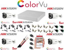 Hikvision Sistem supraveghere profesional Hikvision Color Vu 4 camere 5MP IR40m, IP67 DVR 4 canale 8 MP Accesorii incluse (201901014980) - rovision