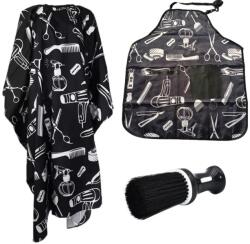Pauco Profesional Set Frizerie Tules cu Pelerina Tuns, Sort si Pamatuf cu Rezervor pentru Pudra