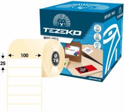 Tezeko 100 * 25 mm, öntapadós műanyag etikett címke (5000 címke/tekercs) (M1000002500-002) - dunasp