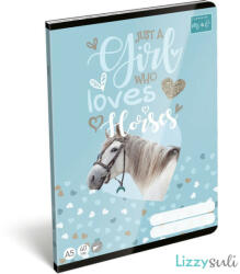 Lizzy Card Lovas tűzött füzet A/5, 40 lap sima, MICI Just a girl who loves horses, fehér ló