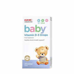 GNC Vitamina D3 naturala 100% din Lanolina, picaturi pentru bebelusi, 7.5ml, GNC