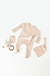 BabyCosy Set 4 piese: bluza, pantaloni, caciulita si manusi din bumbac organic si modal - Blush, BabyCosy (BC-CSYM24507)
