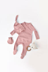 BabyCosy Set 4 piese: bluza, pantaloni, caciulita si manusi din bumbac organic si modal - Rose, BabyCosy (BC-CSYM24502)
