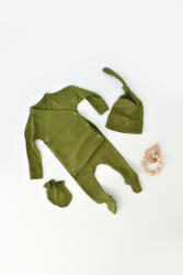 BabyCosy Set 4 piese: bluza, pantaloni, caciulita si manusi din bumbac organic si modal - Verde, BabyCosy (BC-CSYM24511)
