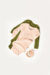 BabyCosy Set 2 body-uri cu maneca lunga bebe unisex din bumbac organic si modal - Verde/Blush, BabyCosy (BC-CSYM11312)