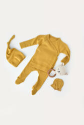 BabyCosy Set 4 piese: bluza, pantaloni, caciulita si manusi din bumbac organic si modal - Mustar, BabyCosy (BC-CSYM24500)