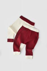 BabyCosy Set 2 pantaloni Ribana Bebe Unisex din bumbac organic si 5%elastan - Ecru/Bordo, BabyCosy (BC-CSYR4001)