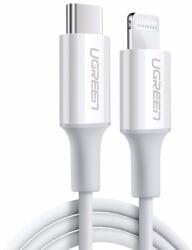 UGREEN Cablu pentru incarcare si transfer de date UGREEN US171, USB Type-C/Lightning, certificare MFi, Power Delivery, 18W, 2A, 1m, Alb (019802)