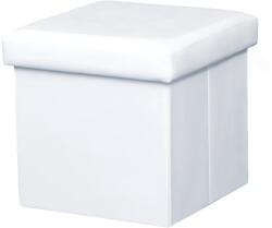 TEMPO KONDELA Összehajtható puff, textilbőr fehér, TELA NEW - kondela