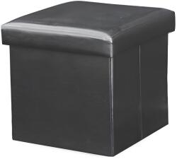 TEMPO KONDELA Összehajtható puff, textilbőr fekete, TELA NEW - kondela