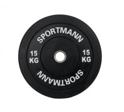 Sportmann Greutate Cauciuc Bumper Plate SPORTMANN - 15 kg 51 mm - Negru (SM1253-1)