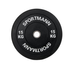 Sportmann Greutate Cauciuc Bumper Plate SPORTMANN - 15 kg 51 mm - Negru (SM1253)
