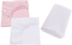 Confort Family Set 2 cearsafuri patut 90x50 cm bumbac 100% alb roz+ protectie impermeabila Lenjerii de pat bebelusi‎, patura bebelusi