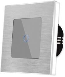 Luxion Intrerupator Simplu Wi-Fi cu Touch din Sticla si Rama de Aluminiu LUXION - culoare gri