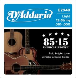 D'Addario EZ940 - 85/15 12-String Bronze Acoustic Guitar Strings, Light, 10-47 - C413C