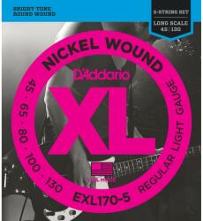 D'Addario EXL1705 - 5-String Nickel Wound Bass Guitar Strings, Light, 45-130, Long Scale - F116F