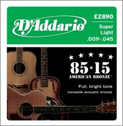 D'Addario EZ890 - 85/15 Bronze Acoustic Guitar Strings, Super Light, 9-45 - C898C