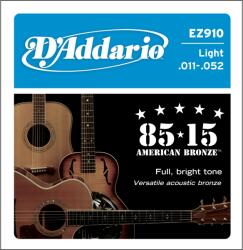 D'Addario EZ910 - 85/15 Bronze Acoustic Guitar Strings, Light, 11-52 - C412C