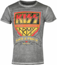 HYBRIS Tricou bărbați KISS - ARMY - Loud & Proud Distressed Logo Urban - Gri - HYBRIS - ER-66-KISS009-H71-7-GY