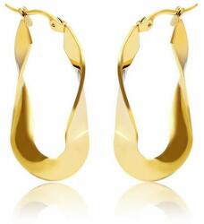 Elegance Prémium minőségű nemesacél ovális fülbevaló arany fazonban csavart mintával 3, 7 cm x 2, 1 cm (FBV - 2048)