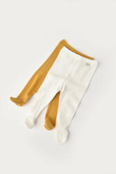 BabyCosy Set 2 pantaloni cu botosei bebe unisex din bumbac organic si modal - Mustar/Ecru, BabyCosy (BC-CSYM11601)