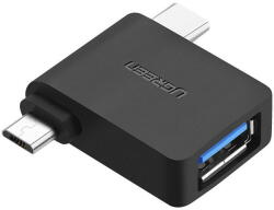 UGREEN ADAPTOR Ugreen OTG, "U30453", USB Type-C(T) + Micro USB(T) to USB 3.0(M), 5Gbps, negru "30453" (include TV 0.06 lei) - 6957303834532 (30453) - vexio