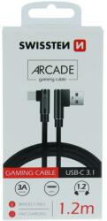 SWISSTEN Arcade gaming adatkábel textil bevonattal, USB/USB-C, 1, 2 m fekete (71528000)