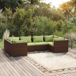 vidaXL Set mobilier de grădină cu perne, 6 piese, maro, poliratan (3101940) - vidaxl