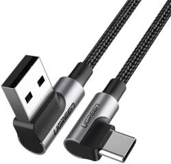 UGREEN CABLU alimentare si date Ugreen, "US176", Fast Charging Data Cable pt. smartphone, USB la USB Type-C 3A Complete Angled 90, braided, 0.5m, negru "20855" (include TV 0.06 lei) - 6957303828555 (20855) -