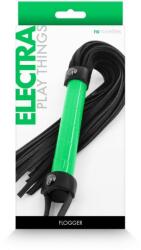  Műbőr korbács zöld fogóval Electra - Flogger - Green