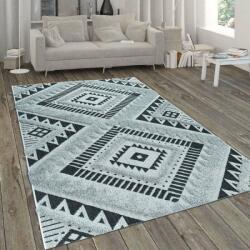  Kültér-szőnyeg 3-D-Bozontos-minta fekete-fehér, 120×170-es méretben (42116)