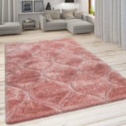  Bozontos szőnyeg Hochflor hullámok-minta rózsaszín pink, modell 2 (43229)