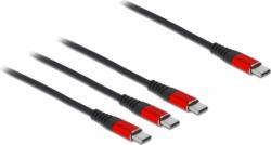 Delock USB-C - 3xUSB-C kábel 1m - Fekete/Piros (86713)
