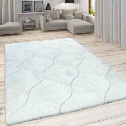 Bozontos szőnyeg hullámok-minta hochflor fehér, modell 20517, 60x100cm (23175)