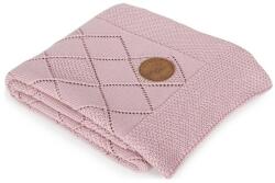 Ceba - Kötött takaró díszdobozban 90 x 90 rizs mintás rózsaszínű
