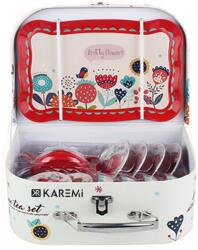Karemi Set ceai Karemi, pentru copii, cu ceainic, cani, platou, Alb / Rosu (K01B-10022)