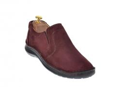  Marimea 41, Pantofi barbati casual, cu elastic, din piele naturala, intoarsa, BORDO, LVIC2350VIS - ciucaleti