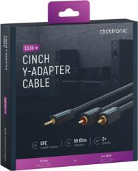 clicktronic Cablu audio Profesional Jack 3.5 mm - 2x RCA 10m 50ohm OFC cupru dublu ecaranat fara oxigen AWG23 Clicktronic 70471 (70471)