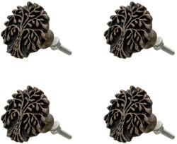 Clayre & Eef Set 4 butoni mobilier din fier maro negru model Copac 4x3 cm (64891)