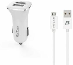 DeTech Зарядно устройство за кола DeTech, DE-C01M, 5V/2.4A, 12/24V, С Micro USB кабел, 2 x USB, Бял (14124)