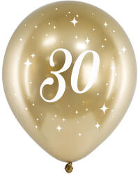PartyDeco Латексови балони - златисти число 30 6 бр