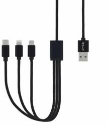 Tellur TLL155211 USB - micro usb + Lightning + Type C kábel, fekete