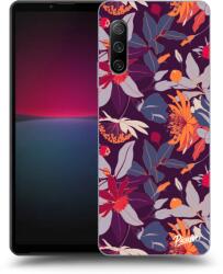Picasee Husă neagră din silicon pentru Sony Xperia 10 IV 5G - Purple Leaf