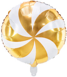 PartyDeco Balon folie de Crăciun - bomboană alb-auriu 35 cm