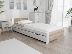 IKAROS ágy 90x200 cm, fehér/sonoma tölgy Ágyrács: Léces ágyrács, Matrac: Somnia matrac 18 cm